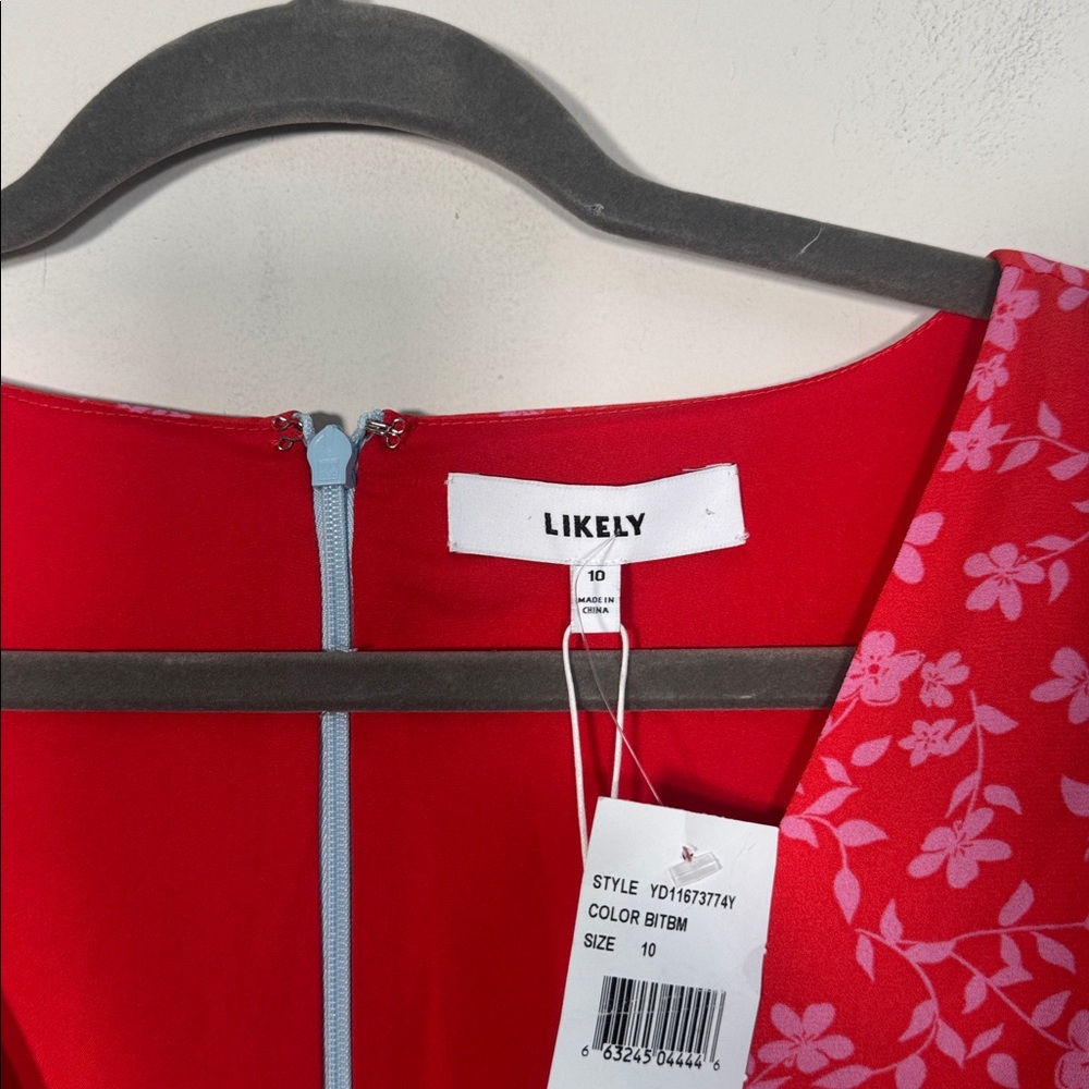 NWT Likely Raffa Printed Dress in Blue/Red Floral - 10 - Picture 6 of 8